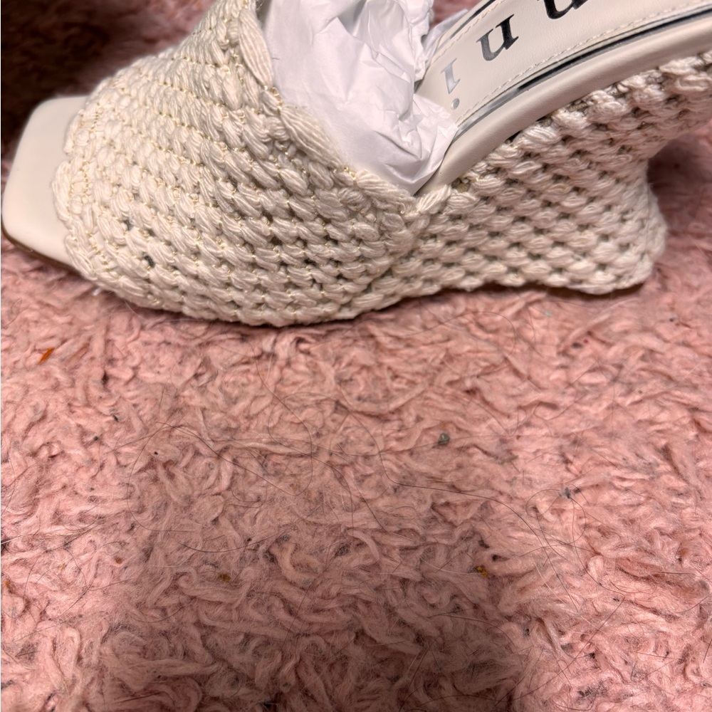 Gianni Bini Cream Woven Mules